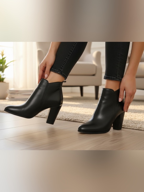 Michael Kors Shoes - Michael Kors Chelsea Black Leather Ankle Booties with Block Heel
